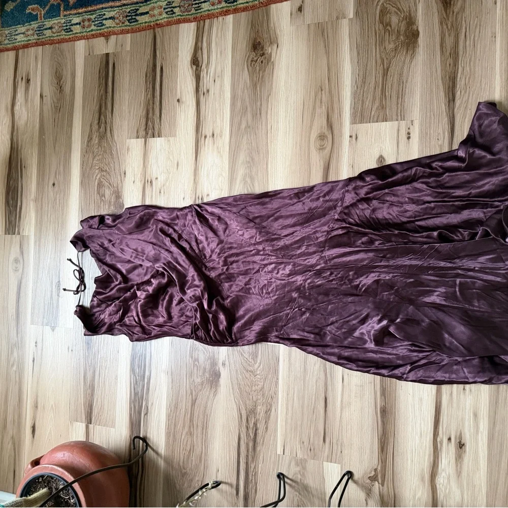 Meshki Deep Brown Satin Maxi Dress - Picture 11 of 12